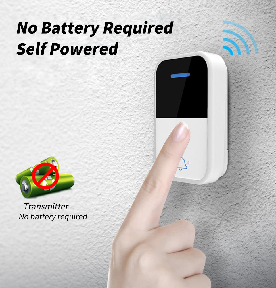 Waterproof Outdoor Wireless Doorbell Modern Kinetic Jingle Bell
