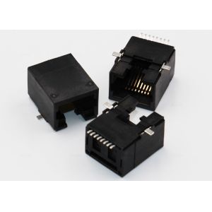 Right Angle Rj45 Surface Mount Socket Unshielded Black Without Housing Post