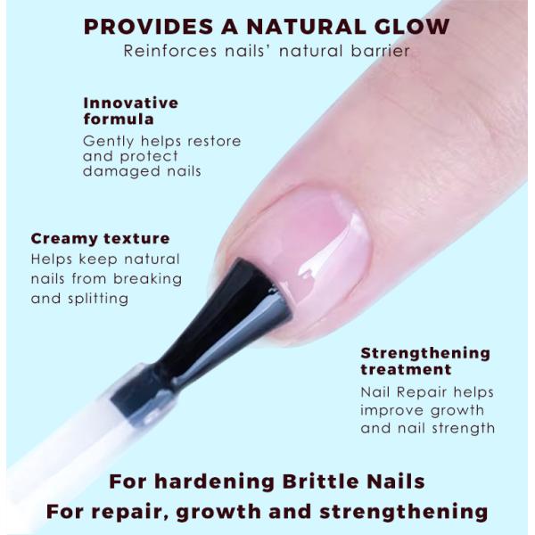 3 in 1 Nail Hardener Repair Strengthen for Damaged and Thin Nails Top&Base Coat
