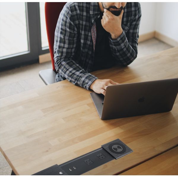 Hidden Desk Sliding Socket Outlet 15W Qi Usb Outlet For Desk
