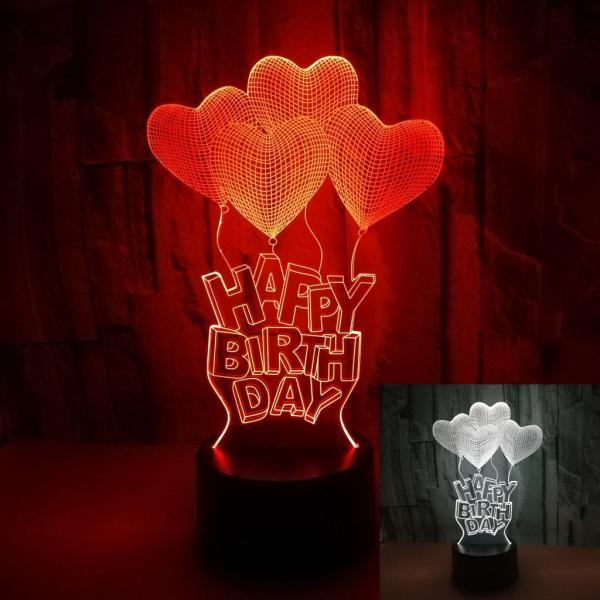 New Happy Birthday Romantic Valentine Heart 3D night Light gift Creative Touch