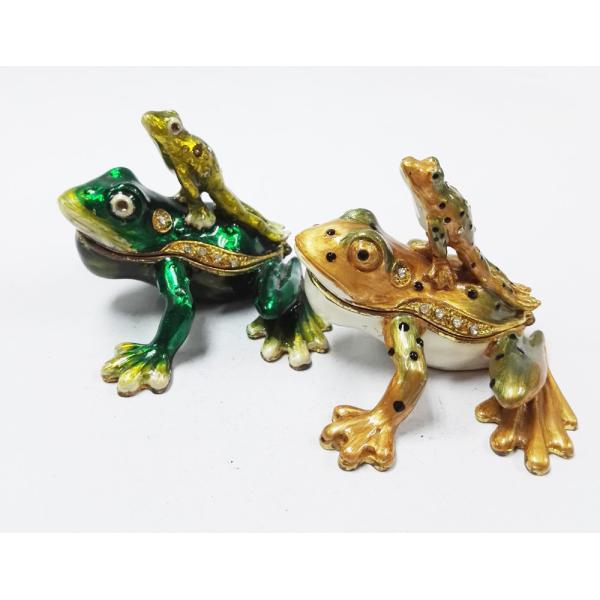 The Frog Prince with baby beautiful shape metal jewelry box antique metal jewelry box