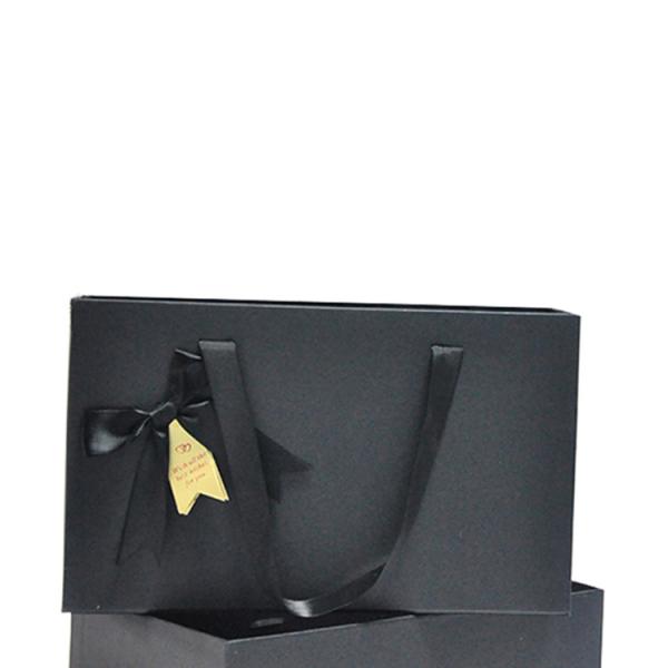 Black Kraft Paper Gift Box Candy Cookie Cloth T Shirt Scarf Pack Boxes With Ribbons