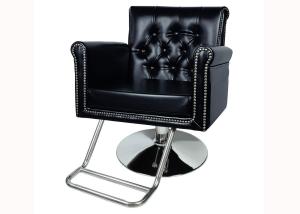 Wholesale Royal Brown Salon Hair Styling Chairs Big Footrest Chrome with Round Base from china suppliers