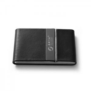 Wholesale Portable Imitation Black PU Leather Aluminium Card Wallet Name Card Stand from china suppliers