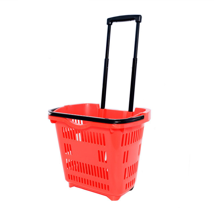 34L Customized Foldable Plastic Trolley Basket With Handle For Shopping