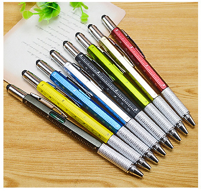 Personalized Custom Plastic 6 in 1 Tool Pen with Ruler Level and Two-Head Screwdriver