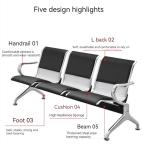 Hospital Furniture PU Hospital Waiting Chairs from Stainless Steel Public Row