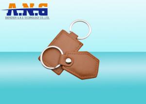 China Custom 125khz 1 Rfid Key Fob , Printable Brown Leather Rfid Key Chain on sale