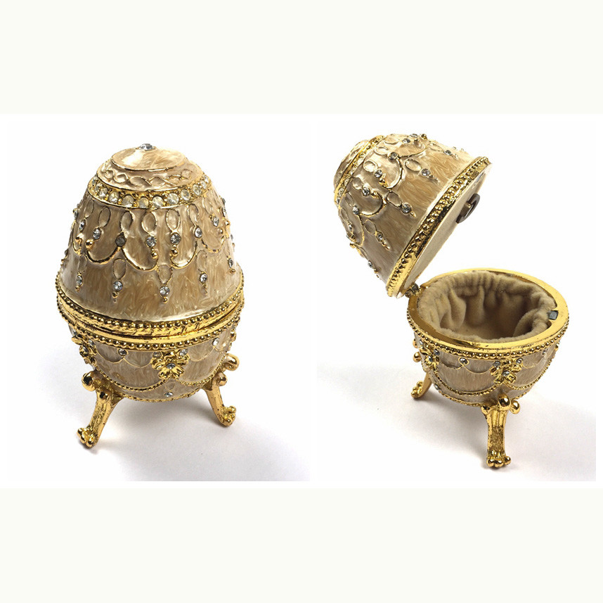 Elegant Egg Shaped Rhinestone Jewelry Box With Velvet Lining