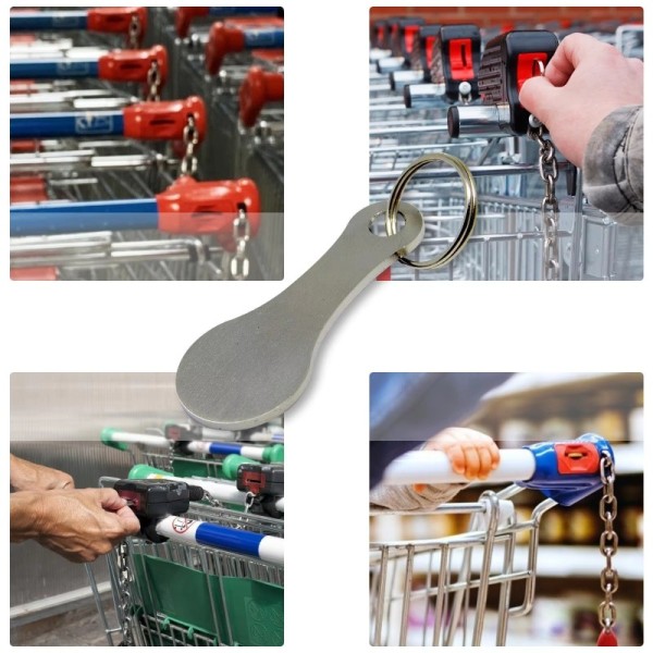 Sublimation Laser Stainless Steel Shopping Trolley Coin Keychain Custom Printed Tokens