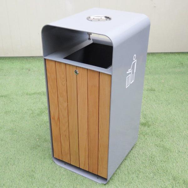 316 Stainless Steel Outdoor Wooden Trash Can