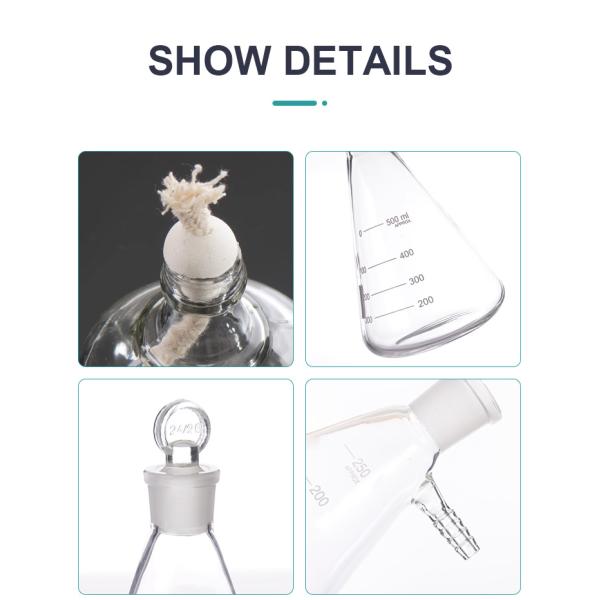 50ml-10000ml Capacity Erlenmeyer Flask for Chemical Laboratory Wide Narrow Design