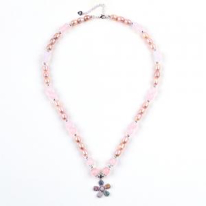 Wholesale Fresh Water Pearl Necklace Rose Quartz 6mm Beads Crystal Sweater Necklace from china suppliers