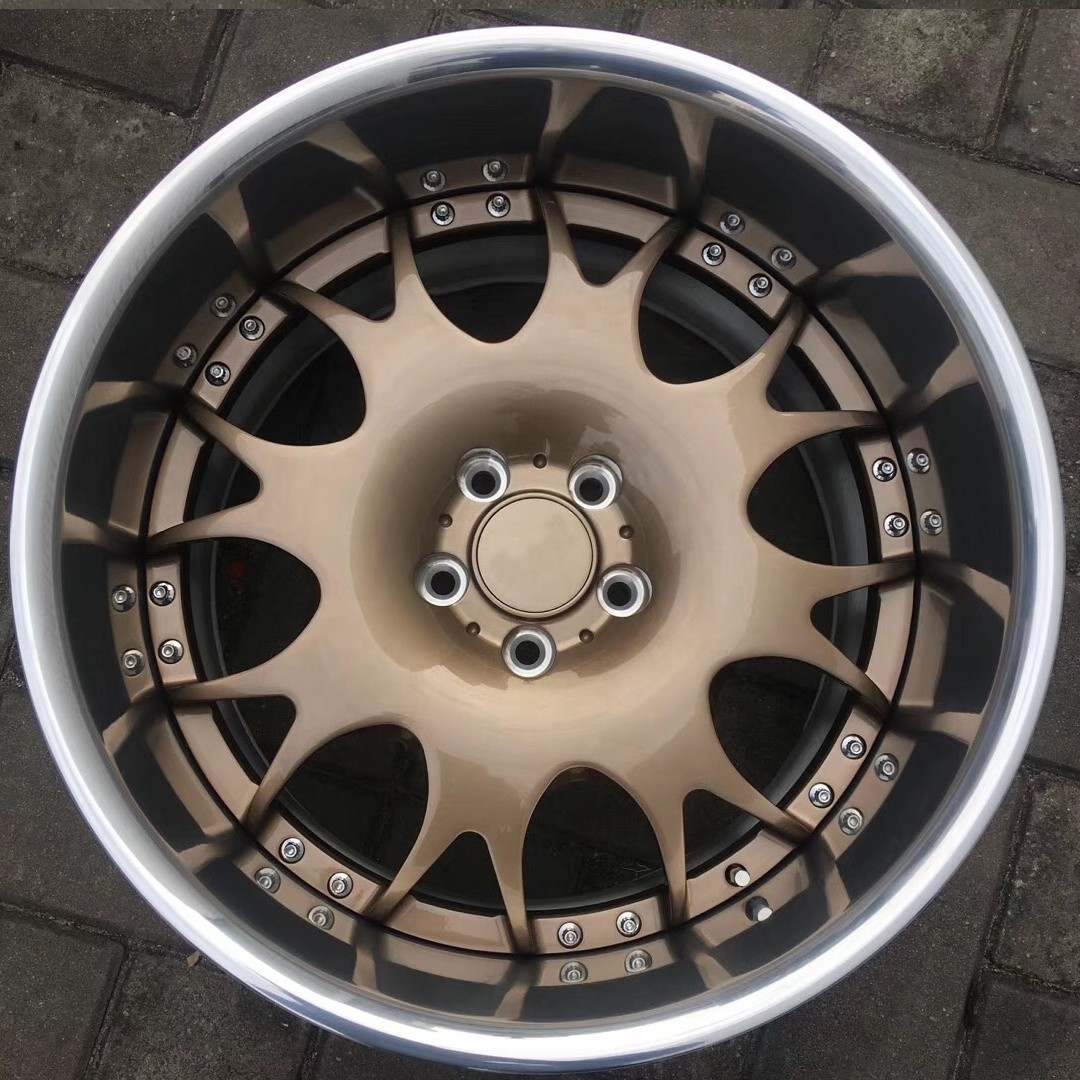 Customized 2 piece 22 inch wheel super deep concave brushed bronze polished lip car rim forged wheels