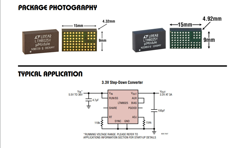 LTM8025 DC DC Converter IC Electronics Components Non Isolated PoL Module