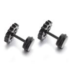 Black plate clover shape cool stud earrings piercing jewelry manufacturer