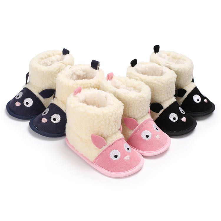 2019 winter Cute Velvet plush Cartoon animation 0-18 months baby Soft sole infant booties