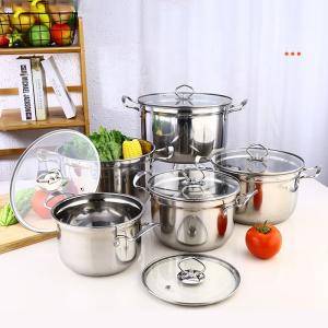Wholesale High Quality Kitchen 10 Pcs Stainless Steel Cookware Set Soup &amp; Stock Pot Set Cooking Pot Set from china suppliers