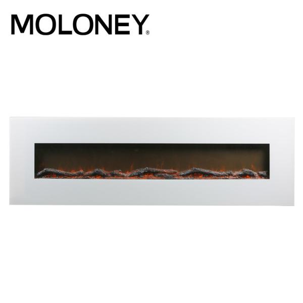 1280mm Wall Mount Electric Fireplace White painted Tempered glass Two heating