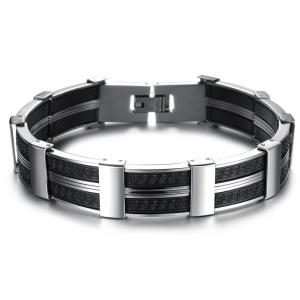 Wholesale Tagor Stainless Steel Jewelry Super Fashion Silicone Leather Bracelet Bangle TYSR121 from china suppliers
