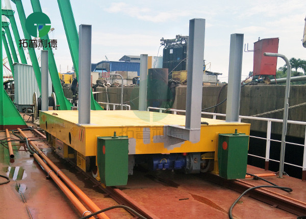 350 Ton Large Capacity Load Cable Reels Powered Shipyard Steel Part Handling Cart On Track