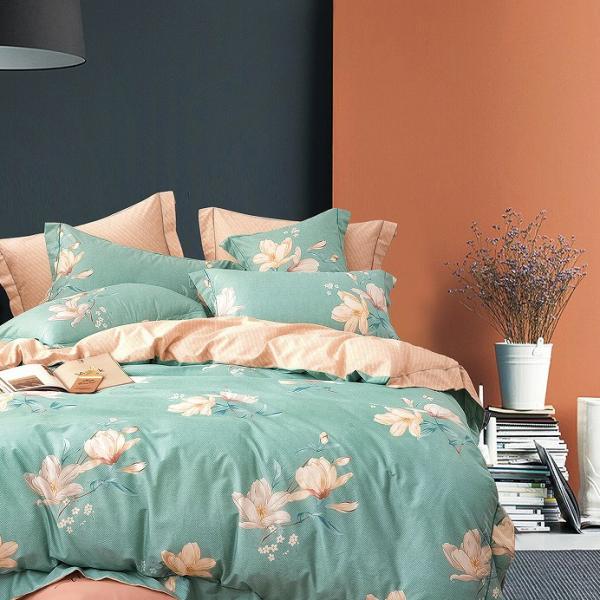 Flower Comfortable 100% Cotton Printed Reversible Duvet Cover Set