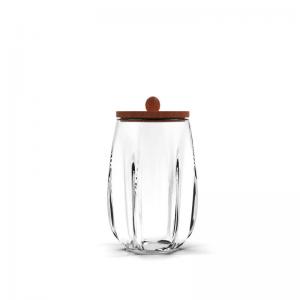Wholesale 500ml 800ml Bamboo Lids Clear Glass Storage Jars 1L Glass Kitchen Canisters from china suppliers