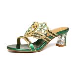 BS139 Rhinestone High-Heeled Slippers Summer 2021 New Outdoor Wear Sandals