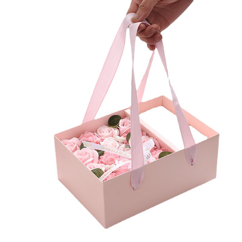 Custom Luxury Rigiding Portable Flower Gift Box With Ribbon Other Gift Craft Recyclable