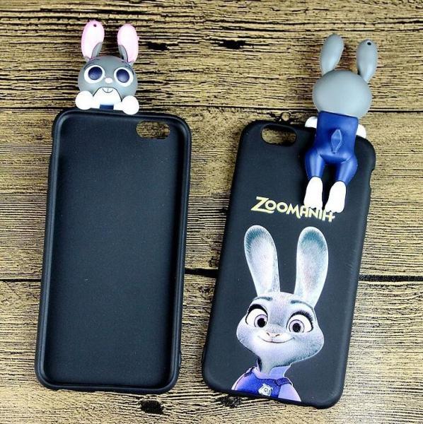 Cool Judy Rabbit Silicone Phone Cover With 3D Soft PVC Judy Charm Decoration,