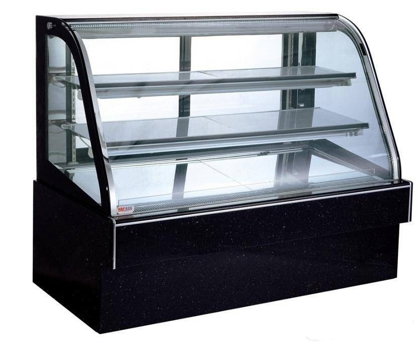 Black Marble Stainless Steel Refrigerated Cake Showcase With Back Sliding Door