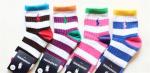 Colorful stripe design customized embroiderying logo OEM cozy cotton terry socks