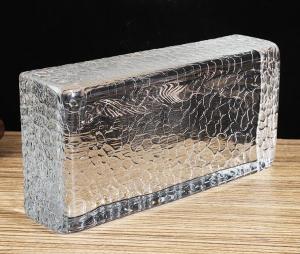 China 4 Inch 2 Inch Crystal Glass Block Kitchen Fused Hot Fused Clear Gentle Wavy Decorative on sale