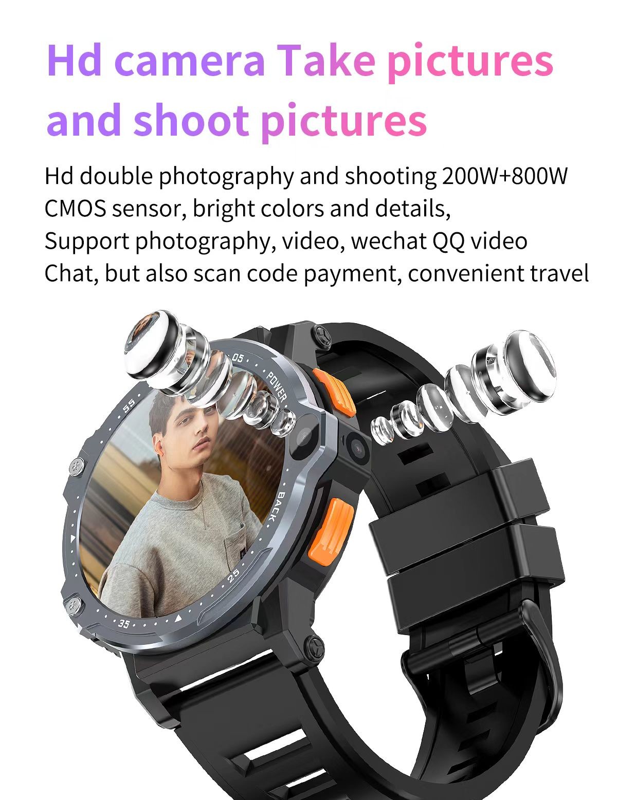 PG999 Android 5G Smart Watch Dual Camera Video Call GPS WifI 4G Smart Watch Sim Card