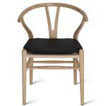 Waterproof 8.8 Ounces Wishbone Chair Cushion Pads PU Leather Black