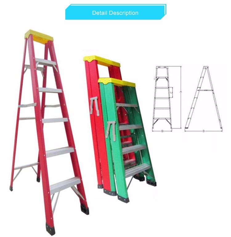 Safety Insulated Fiberglass Adjustable Ladder / Fiberglass Telescopic Ladder