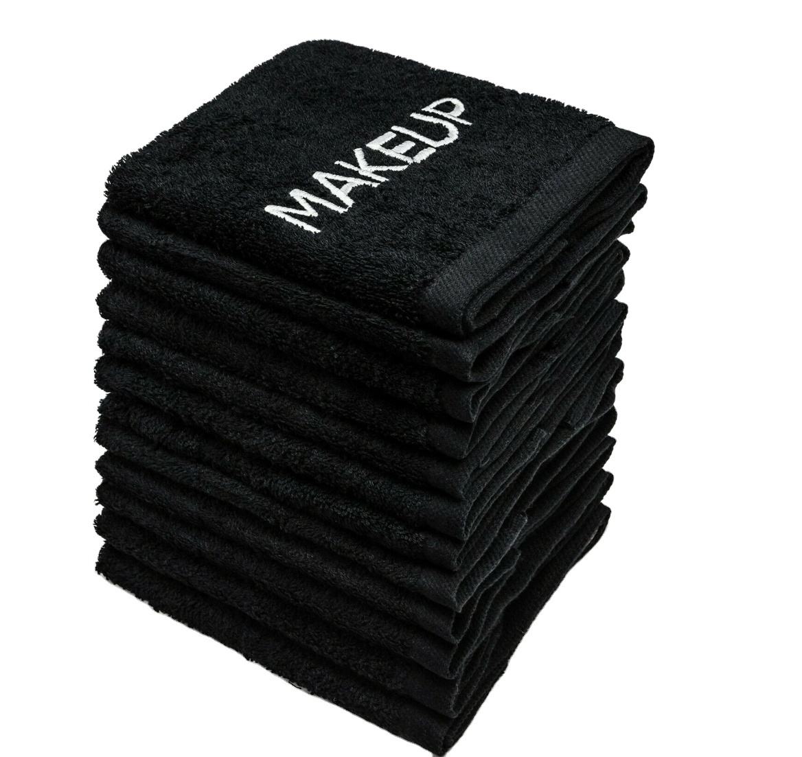 Embroidery Pattern Customization 100% Cotton Bath Towel Sets in Black Color with Logo