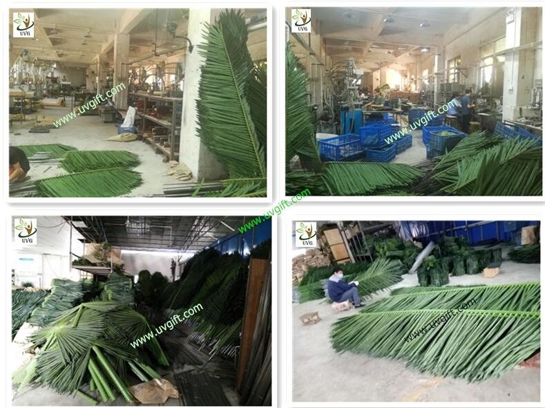 UVG make small fake palm tree leaves in plastic fronds for indoor home decoration PTR062