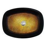 Gradient Brown Tempered Bathroom Wash Basins Melon Shape Table Top Solid Glass