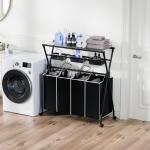 Rectangle Wire Frame Metal Laundry Cart On Wheels For Home Big Capacity