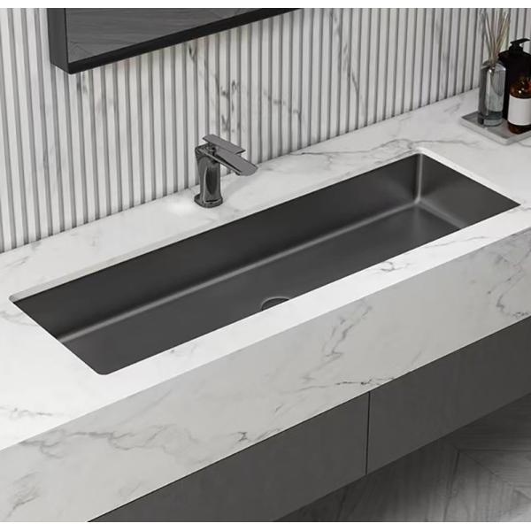 Bathroom Undermount Stainless Steel Vessel Sinks Satin Brushed Finish Rectangular Shape