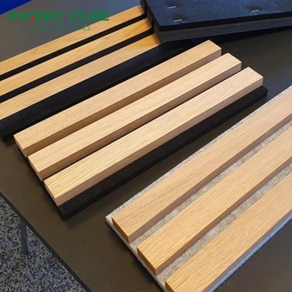 Oak MDF Wood Polyester Felt Acoustic Wall Sound Insulation Panel with Melamine