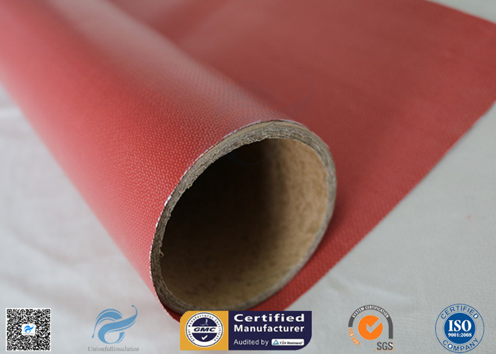Fire Blanket 480g 0.43mm High Strength Silicone Coated Fiberglass Fabric Red Color
