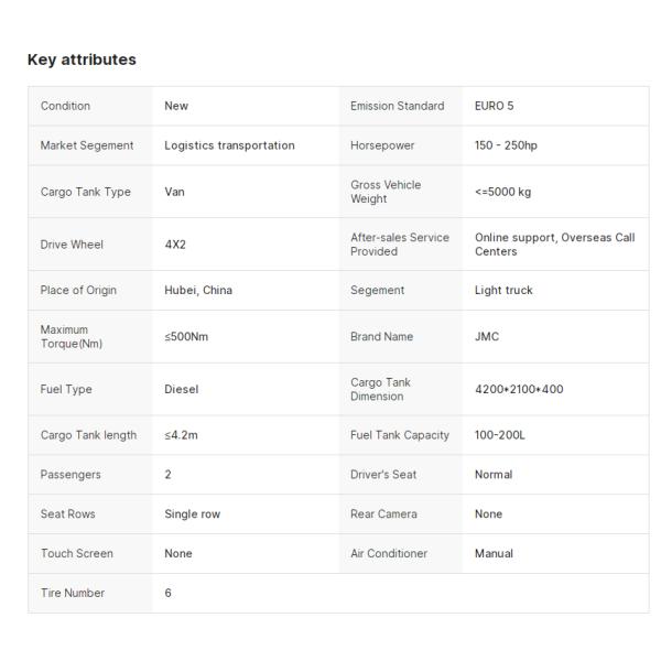 JMC 4x2 Diesel Box Truck | 3-8T Capacity | Factory Direct Pricing
