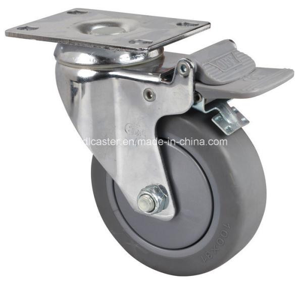 Edl Chrome 3" 110kg Plate Brake TPE Caster 5723-57 with Diameter 75mm Customizat