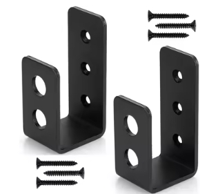 Custom Door Barricade Steel Metal Bracket Black Powder Coated U Shaped