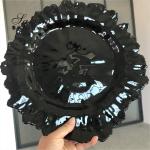 ZT-P055 Saixin New Design Black Snowflake Glass Charger Plate For Wedding