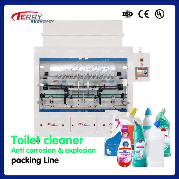 Chemical Packaging Line for Bathroom Cleaner WC Schiumattiva Candeggina Filling