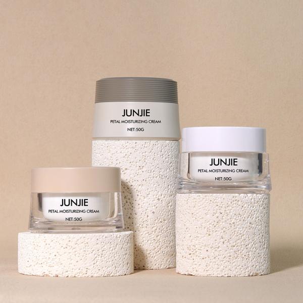 Acrylic Collar Material 50gm Plastic Wheat Colour Cosmetic Set Cream Jars for